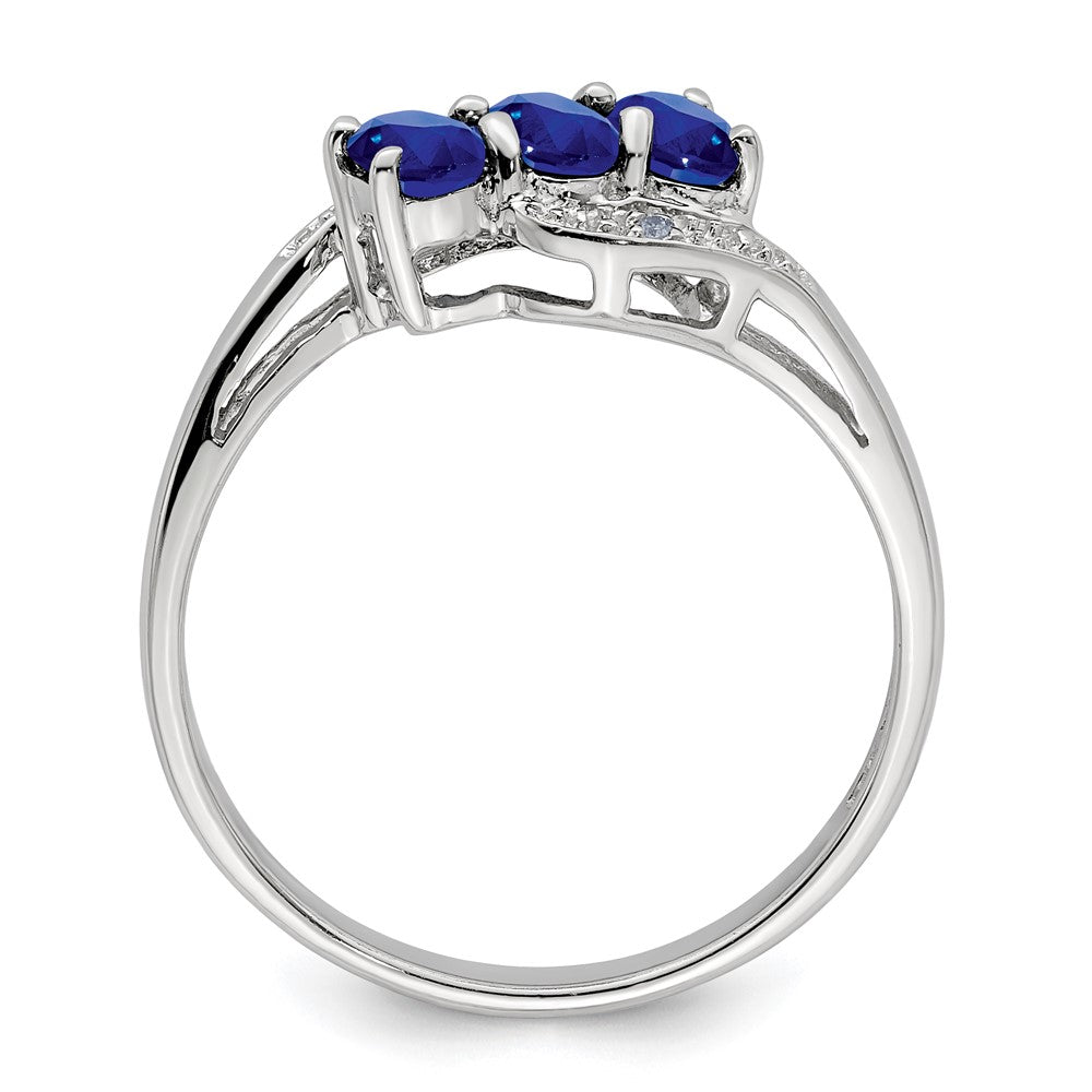 Sterlingsilber Rhodiniert Saphir & Diamant Ring