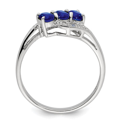 Sterlingsilber Rhodiniert Saphir & Diamant Ring