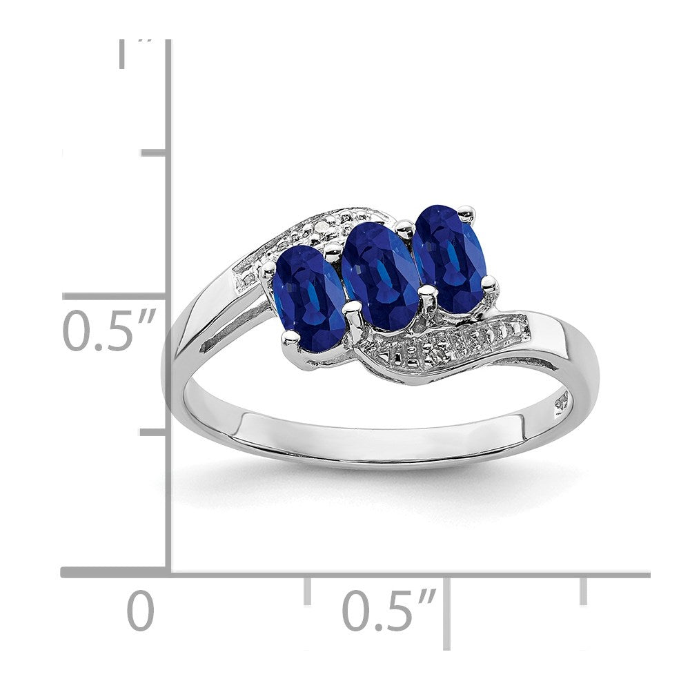 Sterlingsilber Rhodiniert Saphir & Diamant Ring