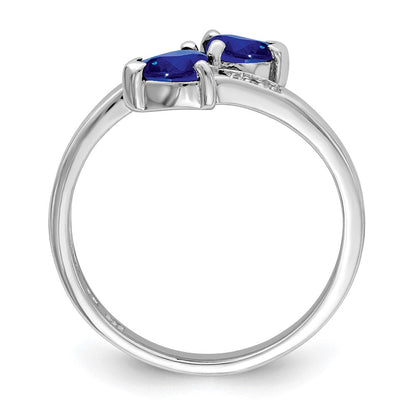 Sterlingsilber Rhodiniert Dunkel Saphir & Diamant Herz Ring