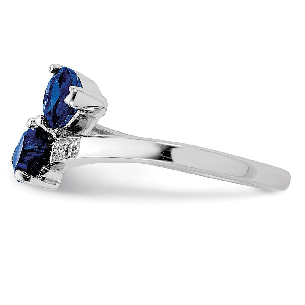 Sterlingsilber Rhodiniert Dunkel Saphir & Diamant Herz Ring