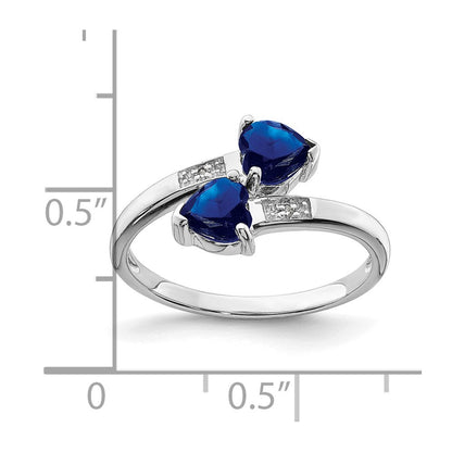 Sterlingsilber Rhodiniert Dunkel Saphir & Diamant Herz Ring