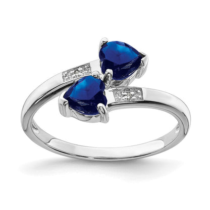 Sterlingsilber Rhodiniert Dunkel Saphir & Diamant Herz Ring