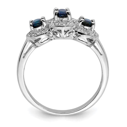 Sterlingsilber Rhodiniert Saphir & Diamant Ring