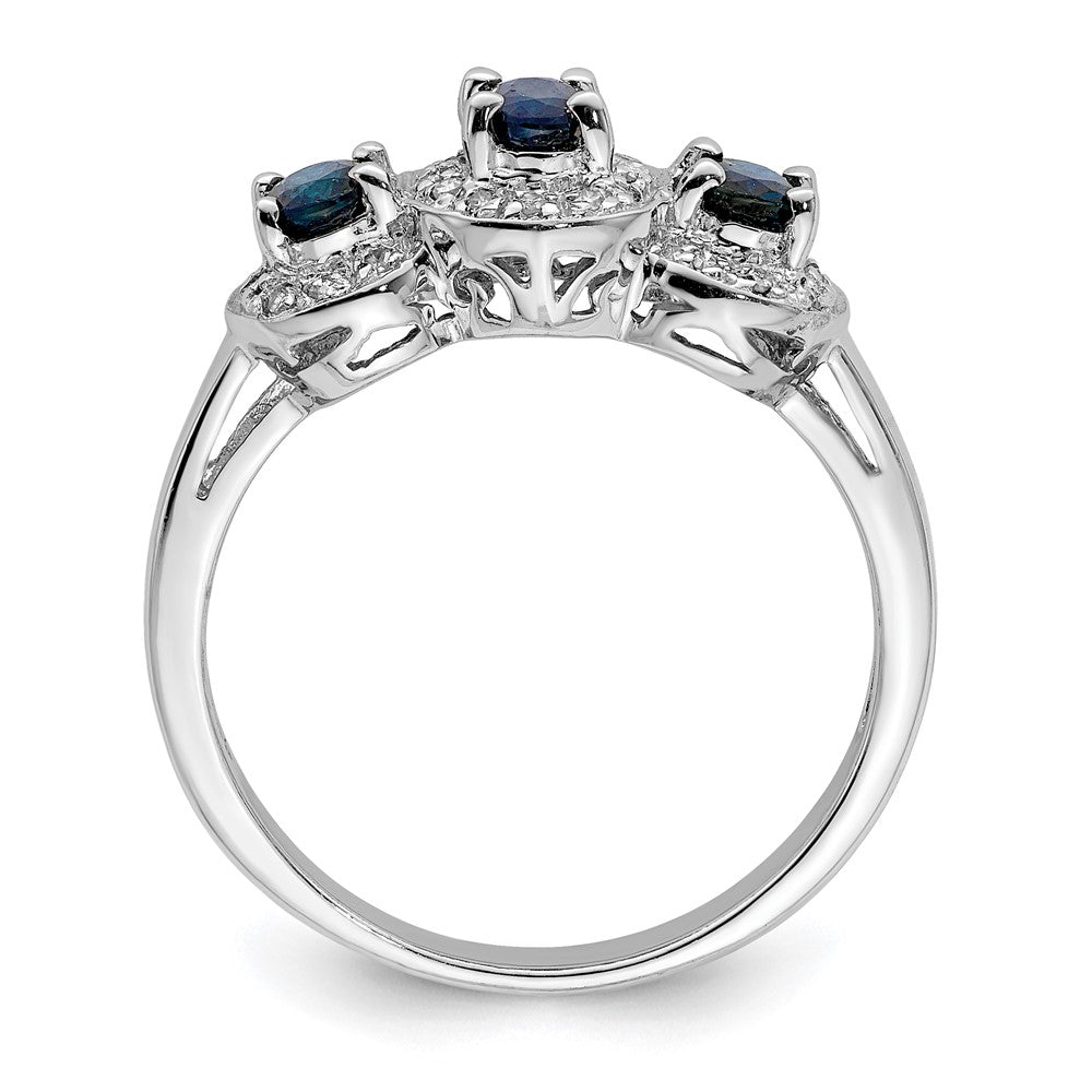 Sterlingsilber Rhodiniert Saphir & Diamant Ring