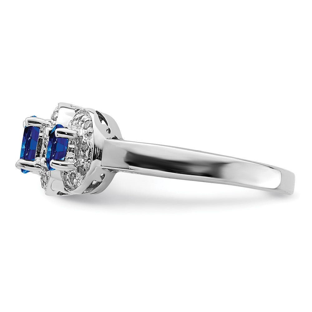 Sterlingsilber Rhodiniert Saphir & Diamant Ring