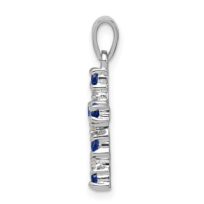 Sterlingsilber Rhodium Dunkel Saphir & Diamant Akzente Kreuz Anhänger