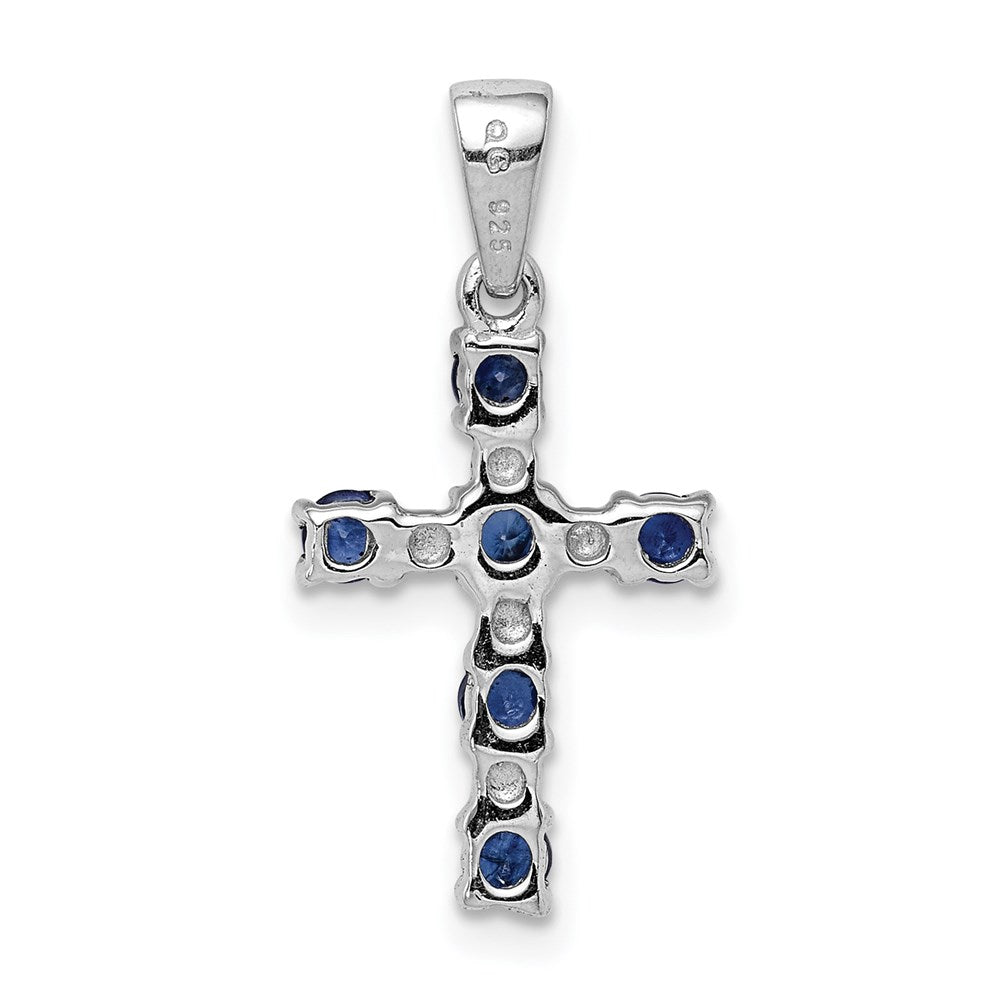 Sterlingsilber Rhodium Dunkel Saphir & Diamant Akzente Kreuz Anhänger