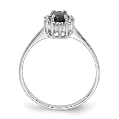 Sterlingsilber Rhodiniert Saphir Diamant Ring