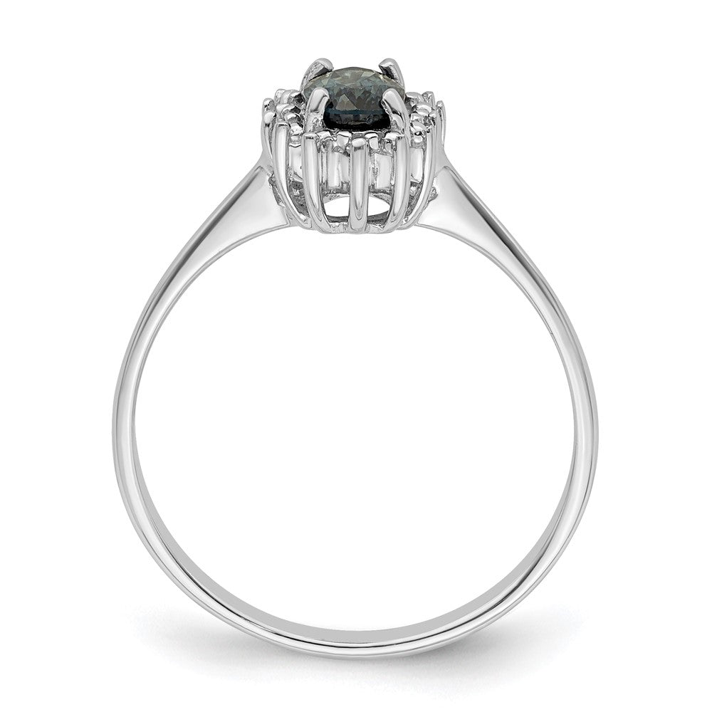 Sterlingsilber Rhodiniert Saphir Diamant Ring