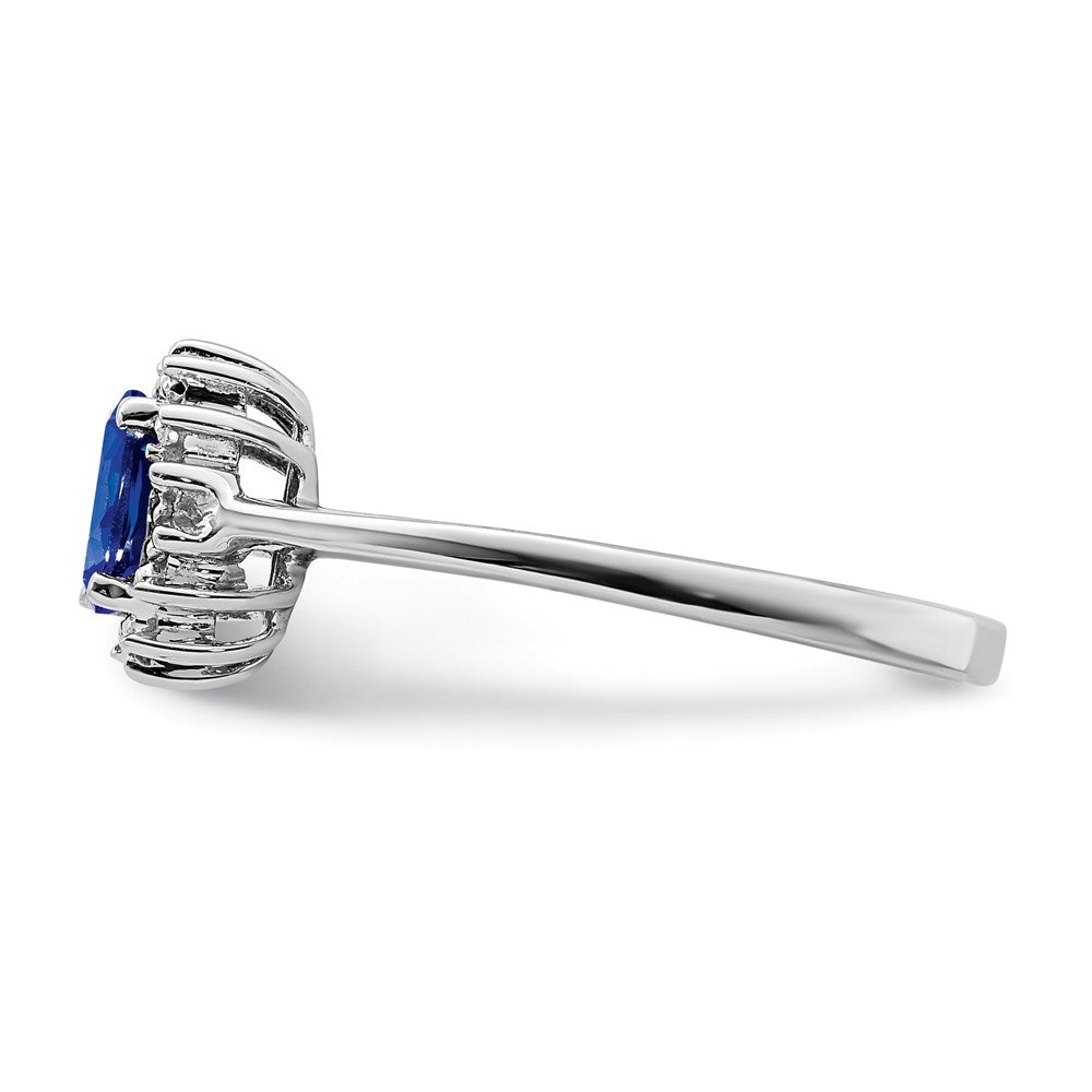 Sterlingsilber Rhodiniert Saphir Diamant Ring