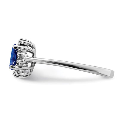 Sterlingsilber Rhodiniert Saphir Diamant Ring