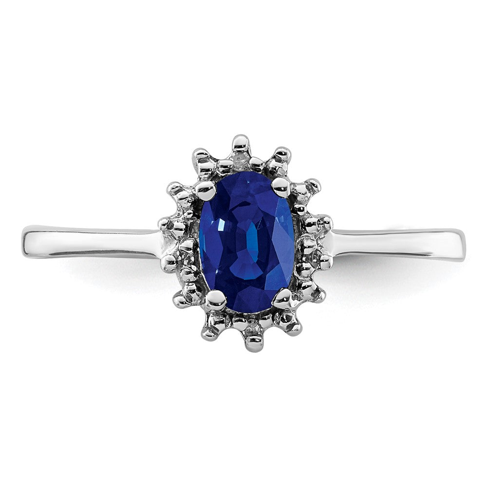 Sterlingsilber Rhodiniert Saphir Diamant Ring
