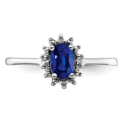 Sterlingsilber Rhodiniert Saphir Diamant Ring