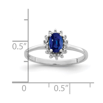 Sterlingsilber Rhodiniert Saphir Diamant Ring