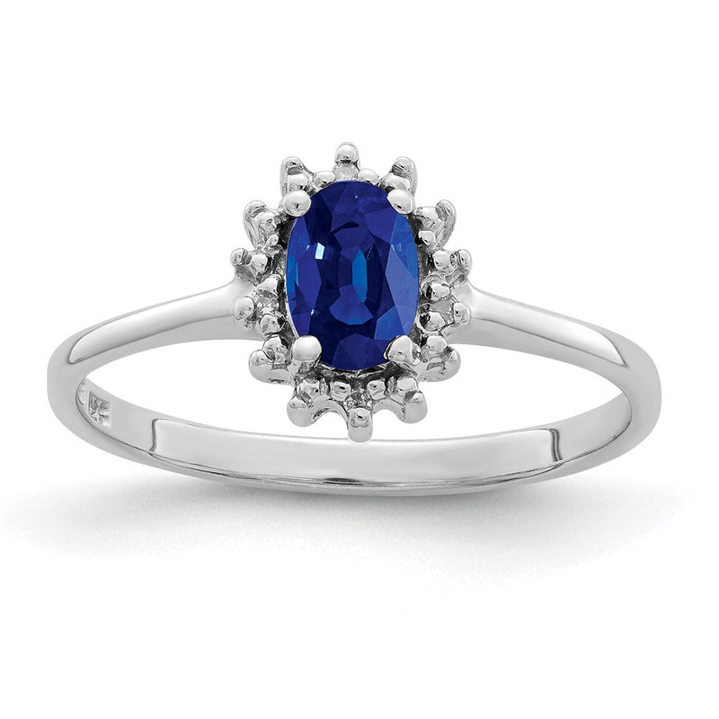 Sterlingsilber Rhodiniert Saphir Diamant Ring
