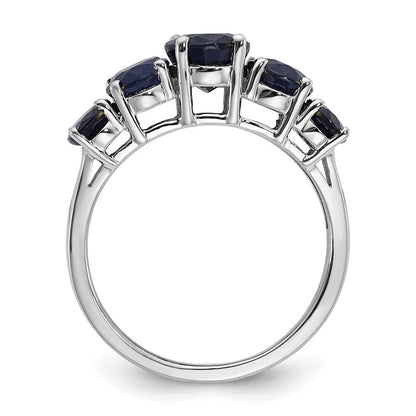 Sterlingsilber Rhodiniert Im Labor Erzeugt Saphir Ring