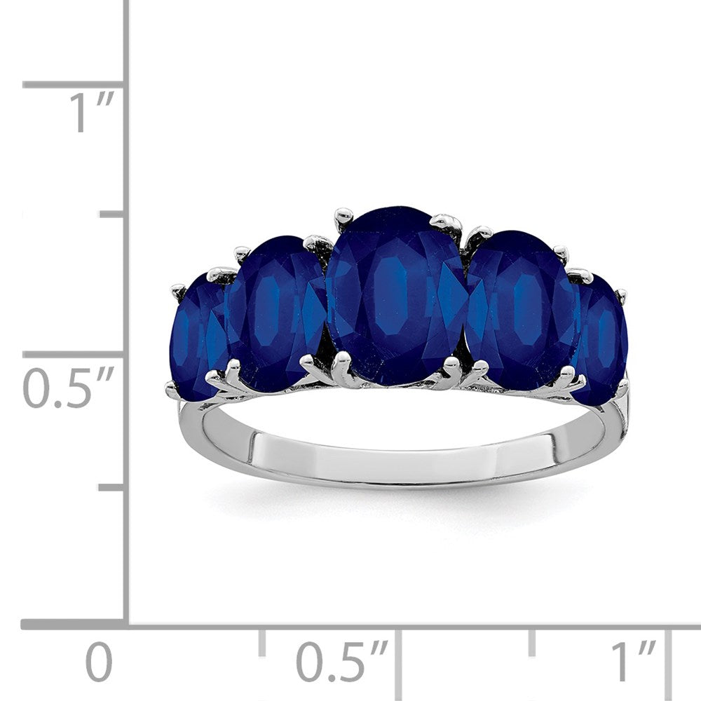 Sterlingsilber Rhodiniert Im Labor Erzeugt Saphir Ring