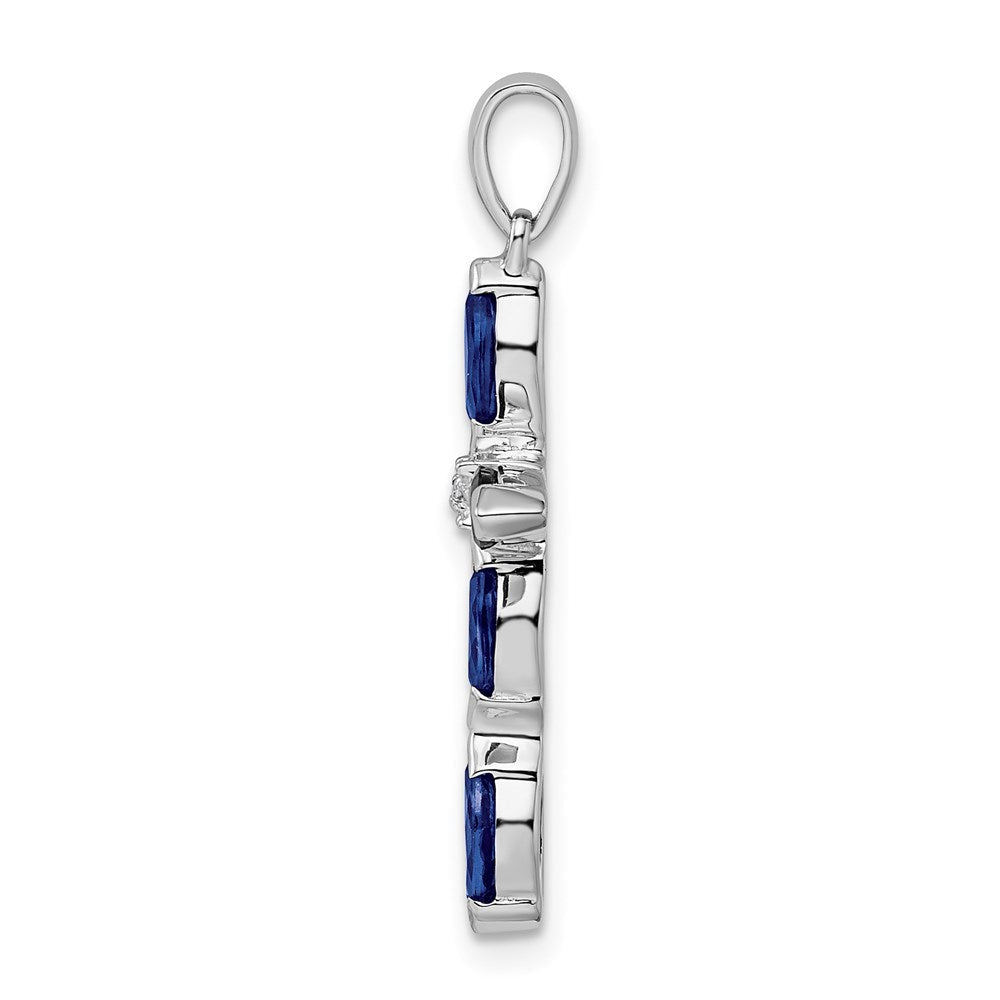 Sterlingsilber Rhodium Saphir Diamant Anhänger