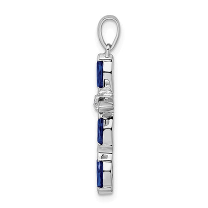 Sterlingsilber Rhodium Saphir Diamant Anhänger