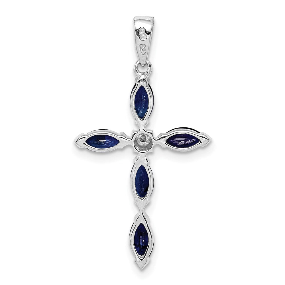 Sterlingsilber Rhodium Saphir Diamant Anhänger