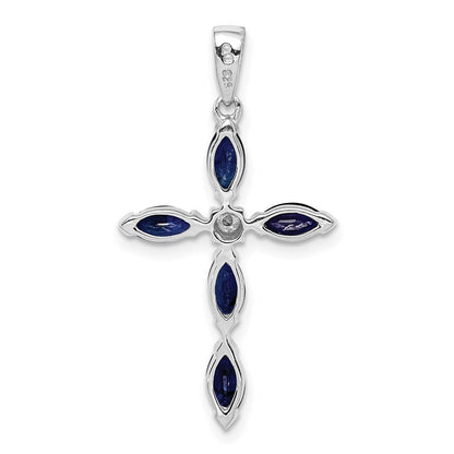 Sterlingsilber Rhodium Saphir Diamant Anhänger