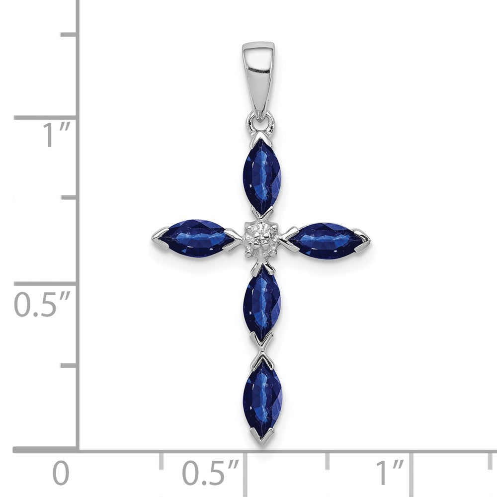 Sterlingsilber Rhodium Saphir Diamant Anhänger