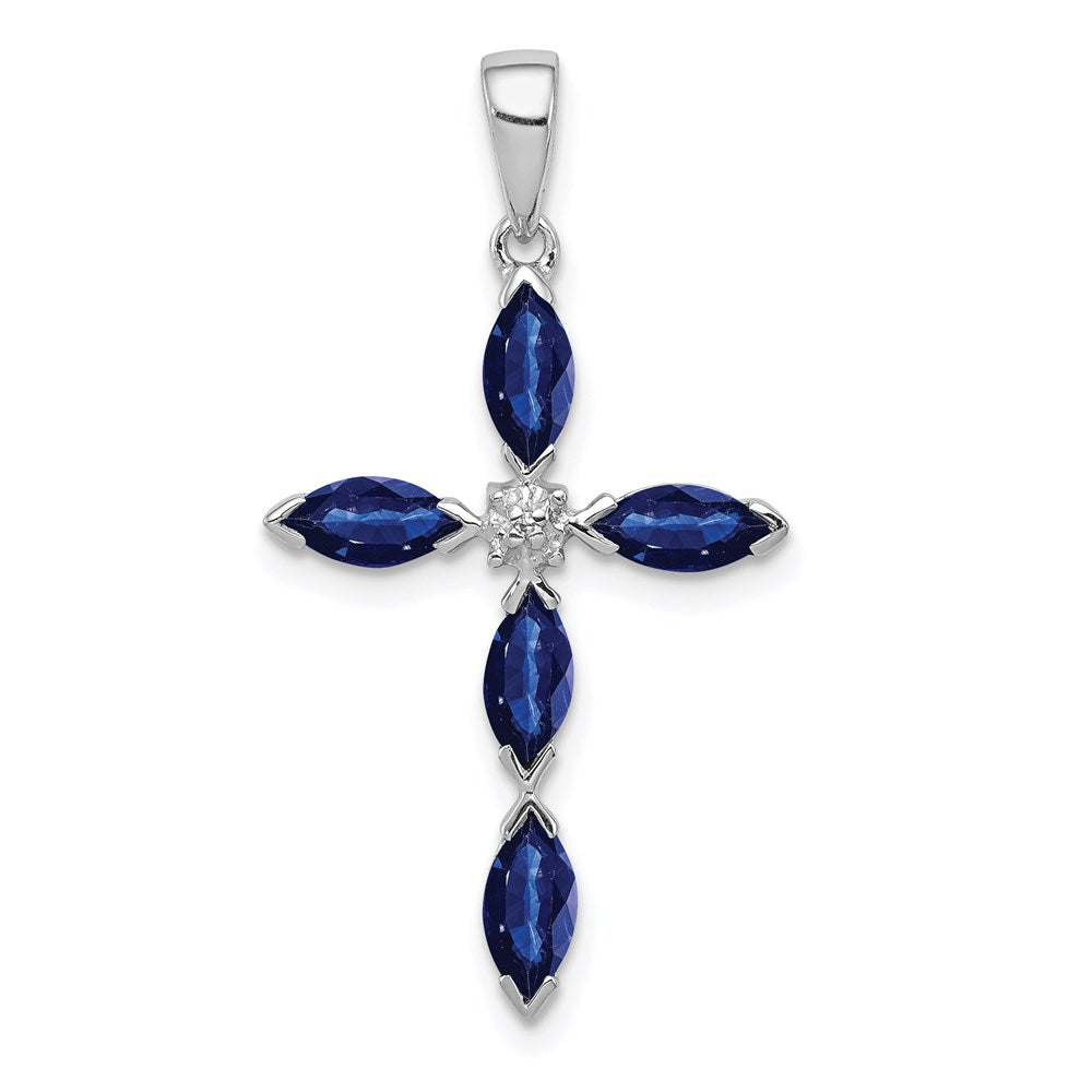 Sterlingsilber Rhodium Saphir Diamant Anhänger