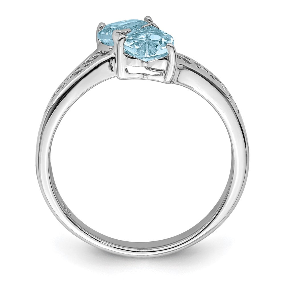 Sterlingsilber Rhodium Aqua Herz Ring
