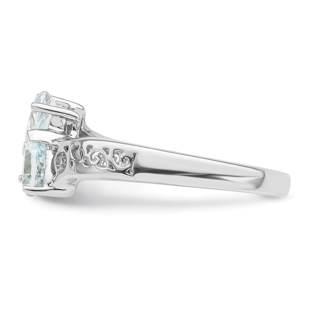 Sterlingsilber Rhodium Aqua Herz Ring
