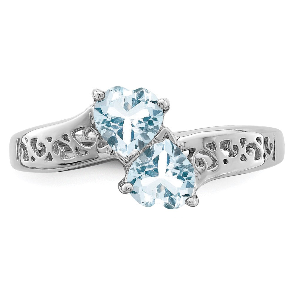 Sterlingsilber Rhodium Aqua Herz Ring