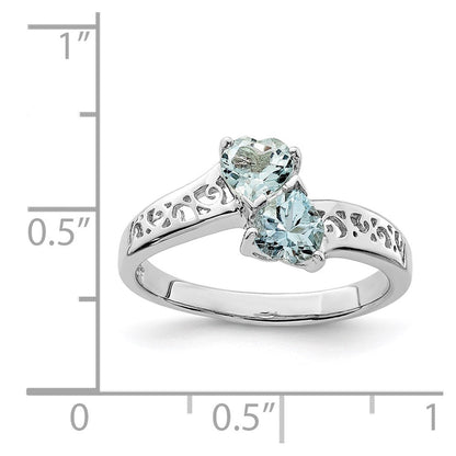 Sterlingsilber Rhodium Aqua Herz Ring