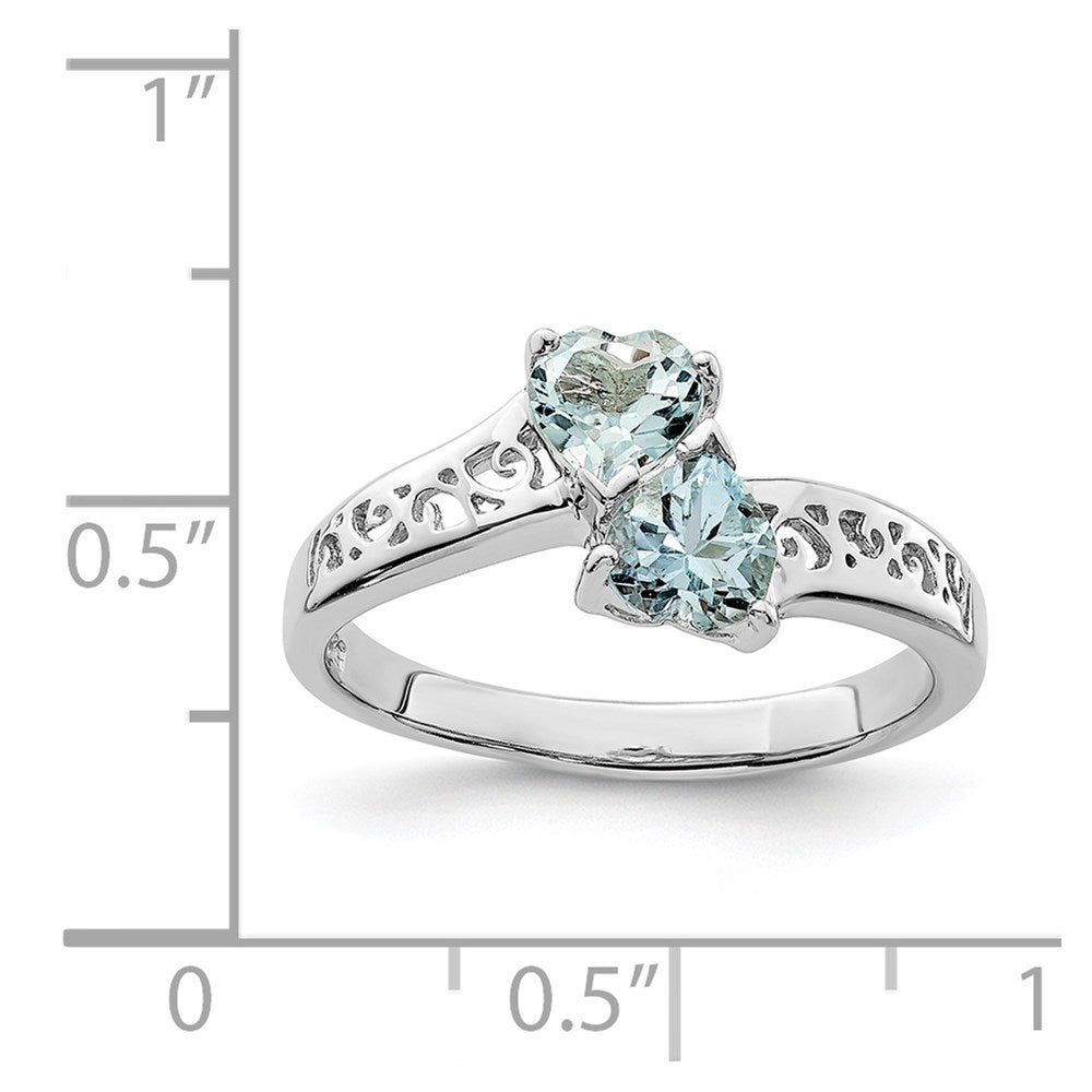 Sterlingsilber Rhodium Aqua Herz Ring