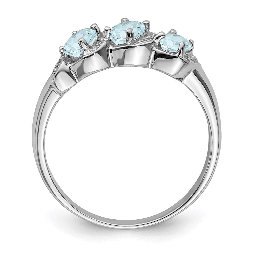 Sterlingsilber Rhodium Aqua & Diamant Ring