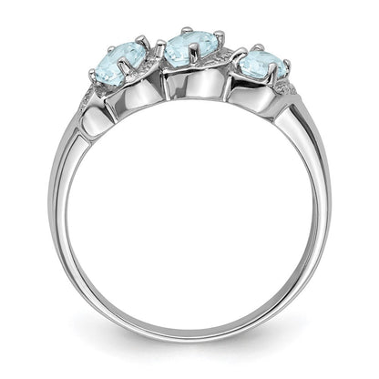 Sterlingsilber Rhodium Aqua & Diamant Ring