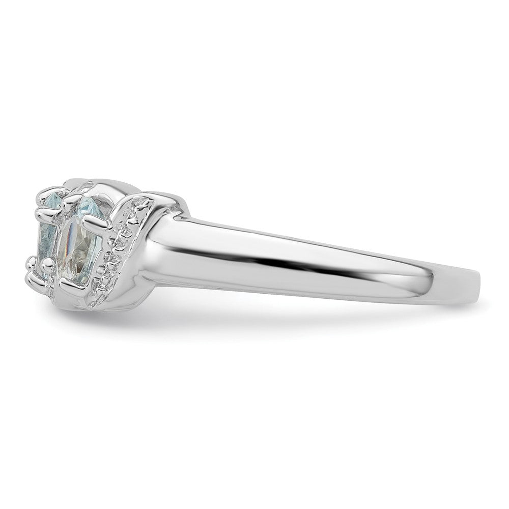 Sterlingsilber Rhodium Aqua & Diamant Ring