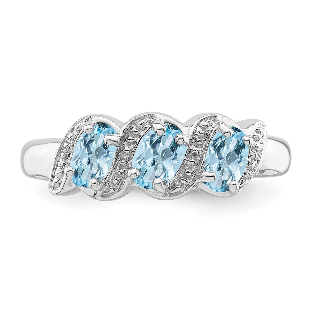 Sterlingsilber Rhodium Aqua & Diamant Ring