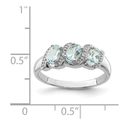 Sterlingsilber Rhodium Aqua & Diamant Ring