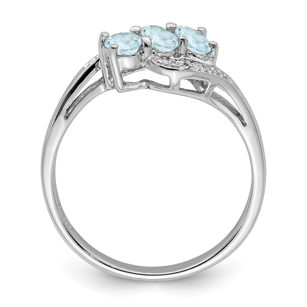 Sterlingsilber Rhodium Aqua & Diamant Ring