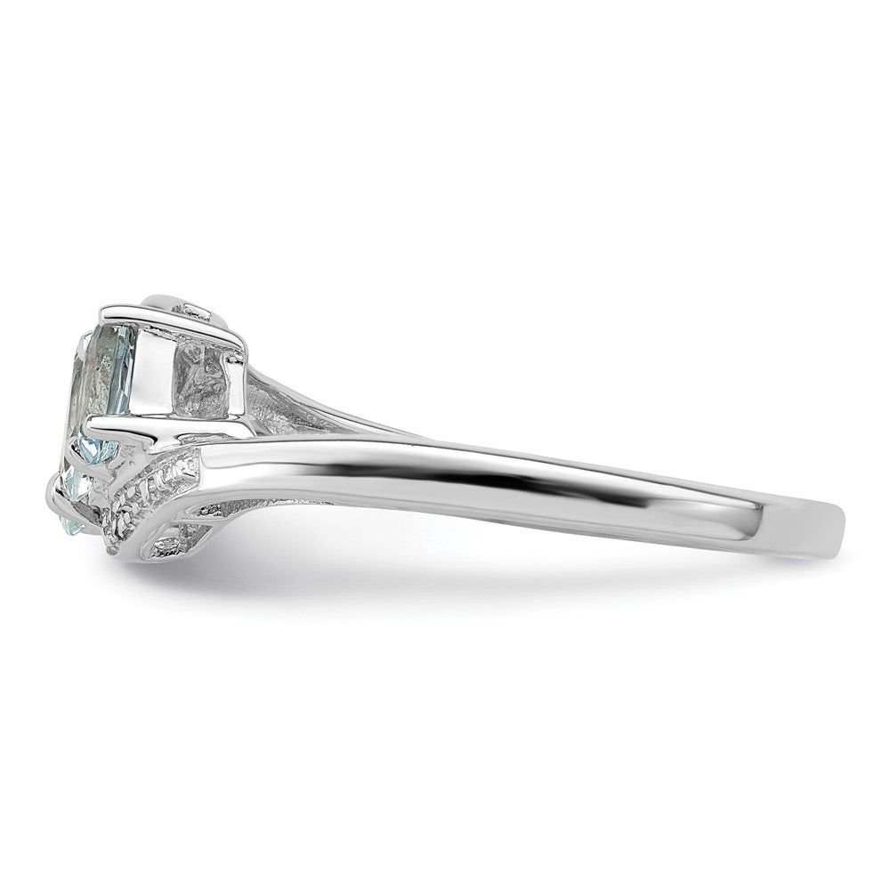 Sterlingsilber Rhodium Aqua & Diamant Ring