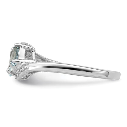 Sterlingsilber Rhodium Aqua & Diamant Ring