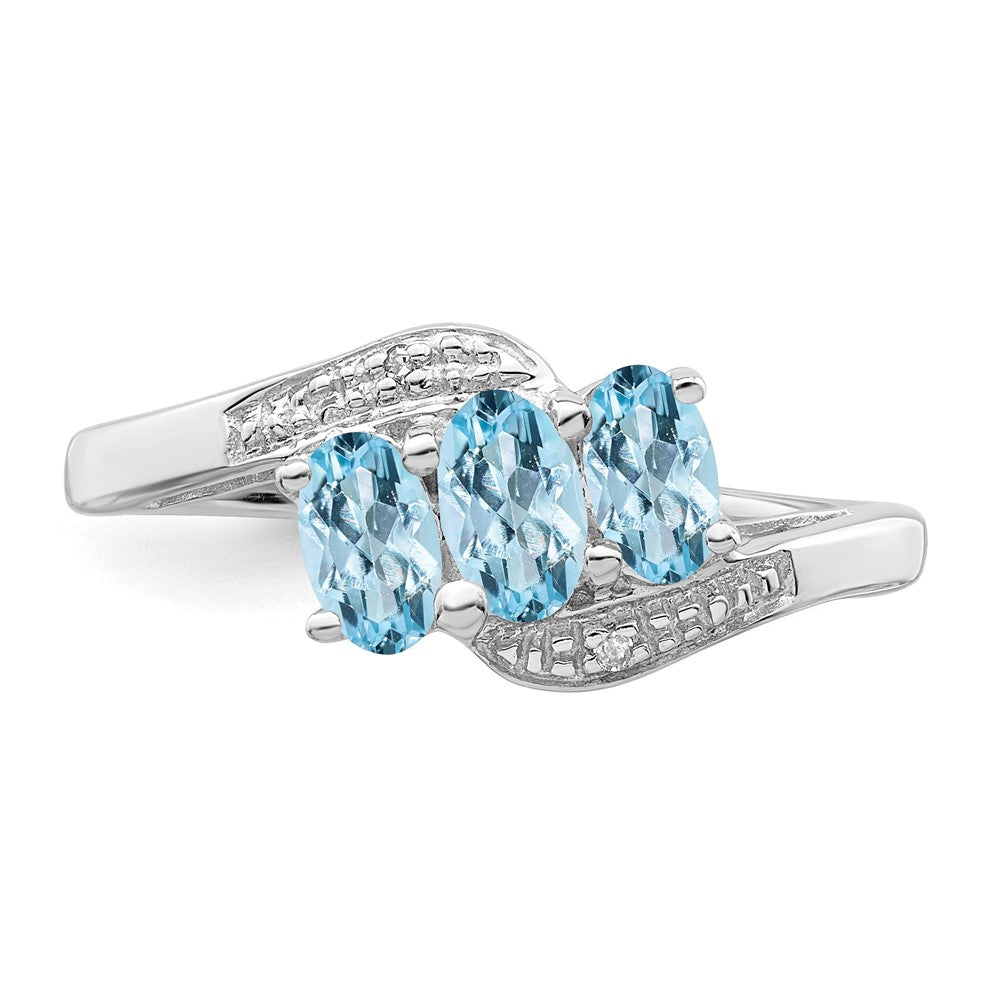 Sterlingsilber Rhodium Aqua & Diamant Ring
