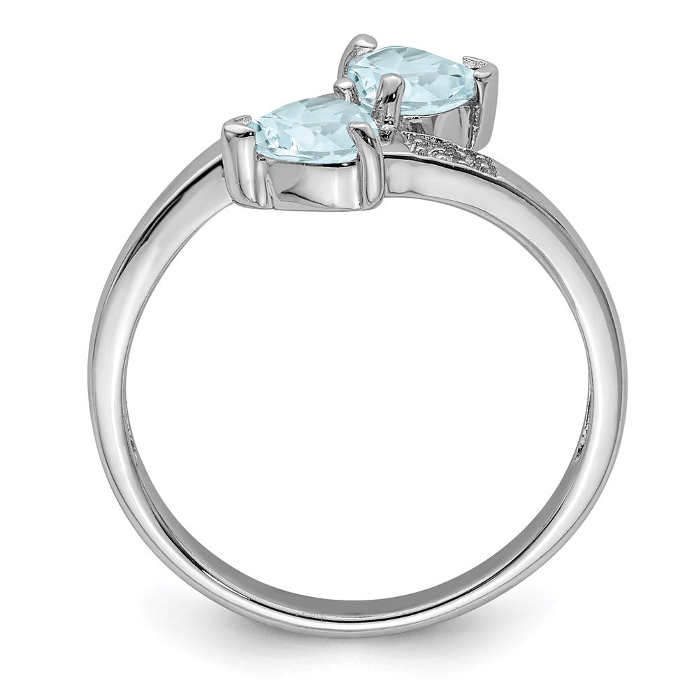 Sterlingsilber Rhodium Aqua & Diamant Herz Ring