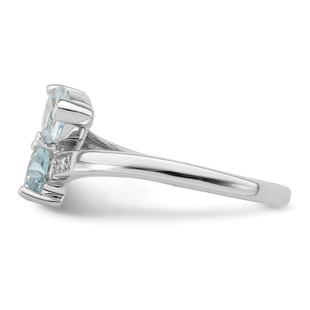 Sterlingsilber Rhodium Aqua & Diamant Herz Ring