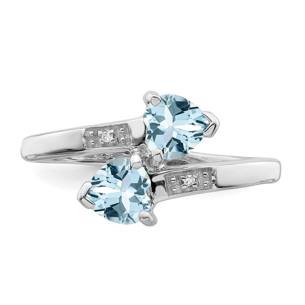 Sterlingsilber Rhodium Aqua & Diamant Herz Ring