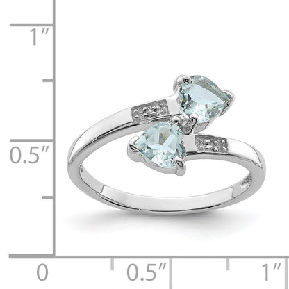 Sterlingsilber Rhodium Aqua & Diamant Herz Ring