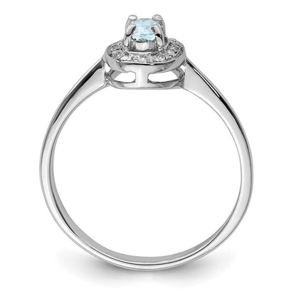 Sterlingsilber Rhodium Aqua & Diamant Ring