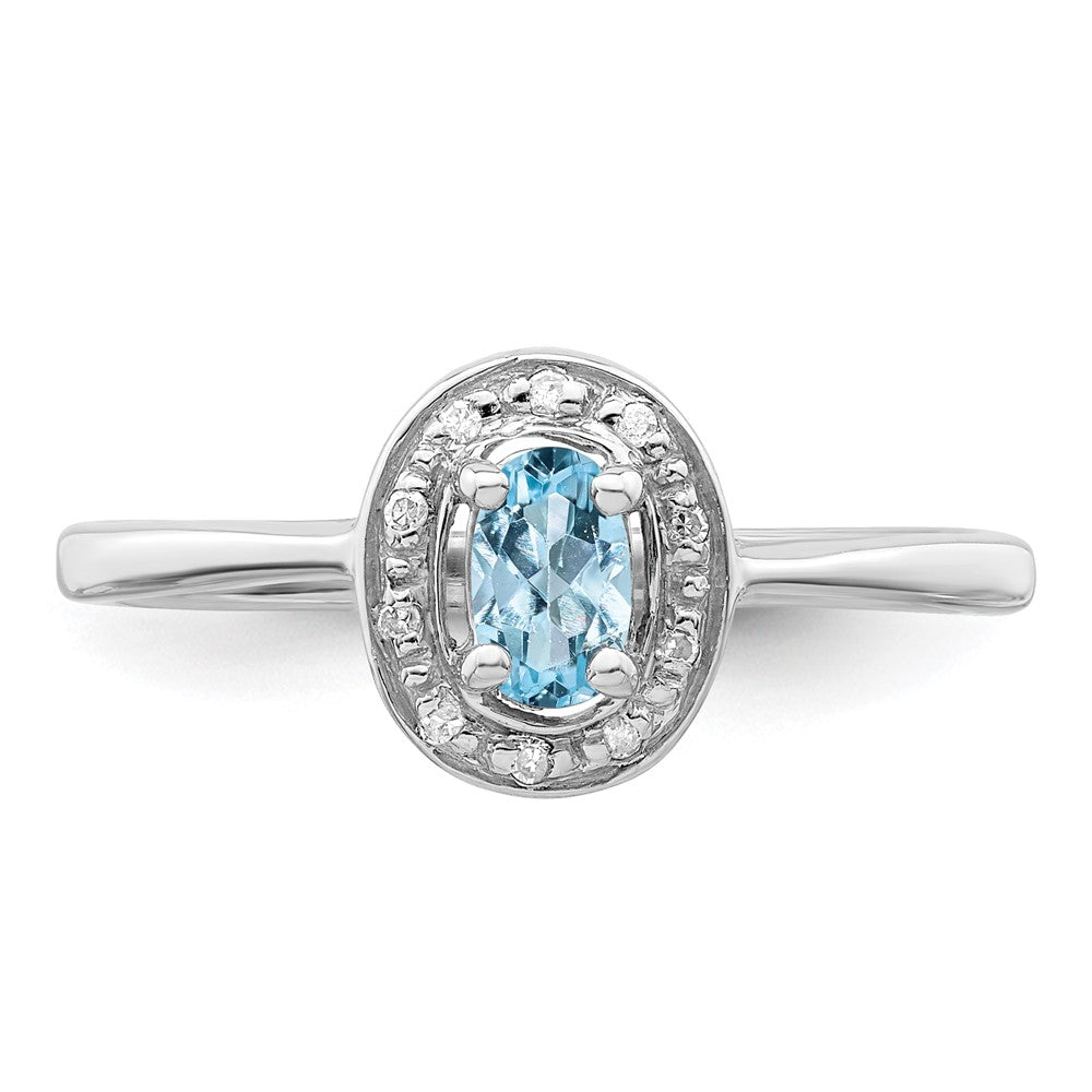 Sterlingsilber Rhodium Aqua & Diamant Ring
