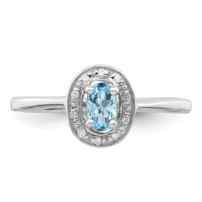 Sterlingsilber Rhodium Aqua & Diamant Ring