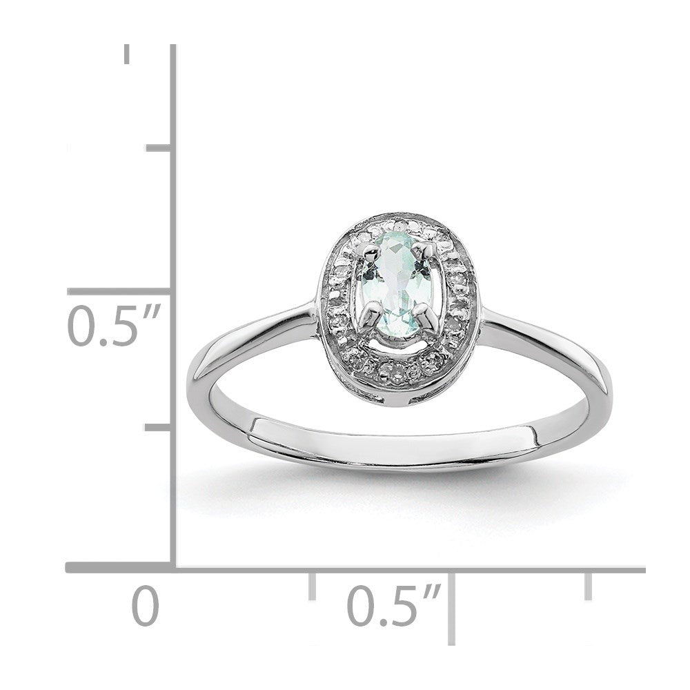 Sterlingsilber Rhodium Aqua & Diamant Ring